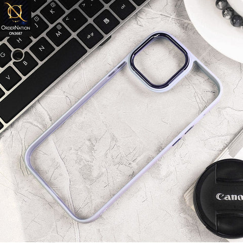 iPhone 12 Pro Max Cover - Gray - New Electroplating Camera Ring Colored Soft Silicon Borders Protective Clear Back Case