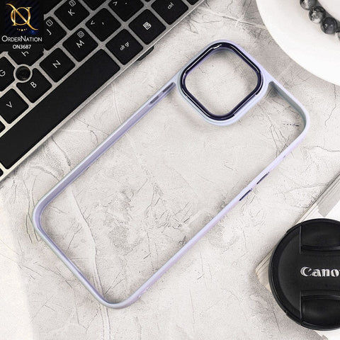 iPhone 13 Pro Max Cover - Gray - New Electroplating Camera Ring Colored Soft Silicon Borders Protective Clear Back Case