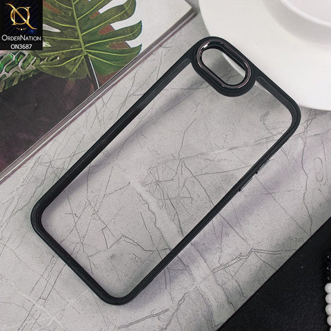 iPhone SE 2020 Cover - Black - New Electroplating Camera Ring Colored Soft Silicon Borders Protective Clear Back Case