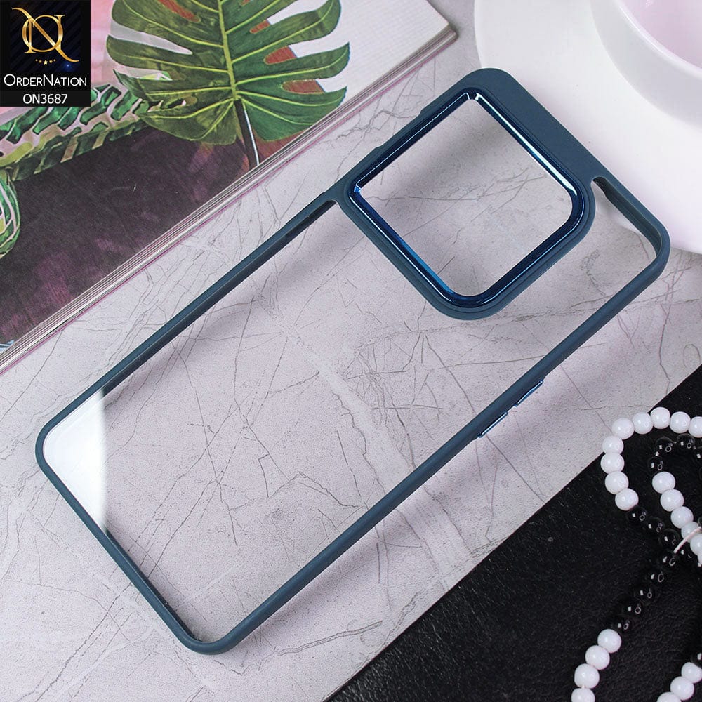 OnePlus 10 Pro Cover - Blue - New Electroplating Camera Ring Colored Soft Silicon Borders Protective Clear Back Case