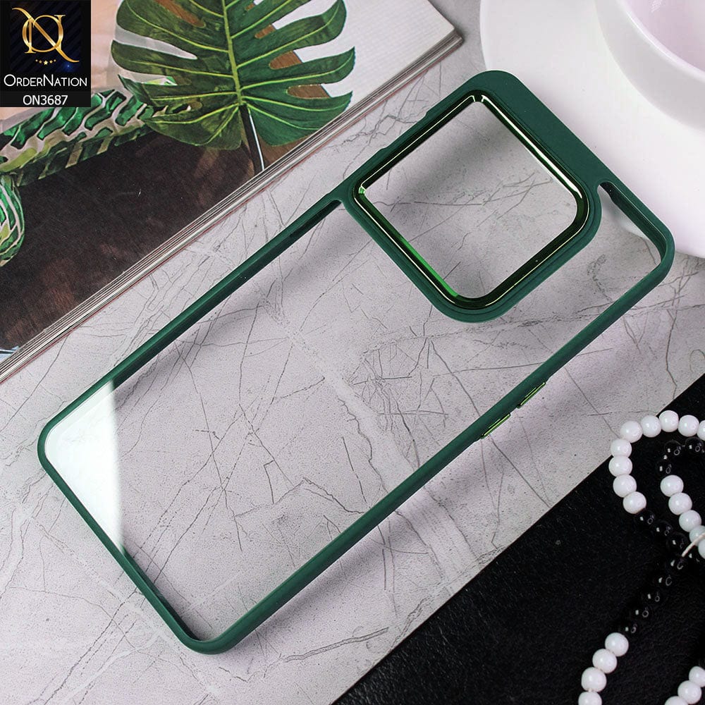OnePlus 10 Pro Cover - Green - New Electroplating Camera Ring Colored Soft Silicon Borders Protective Clear Back Case