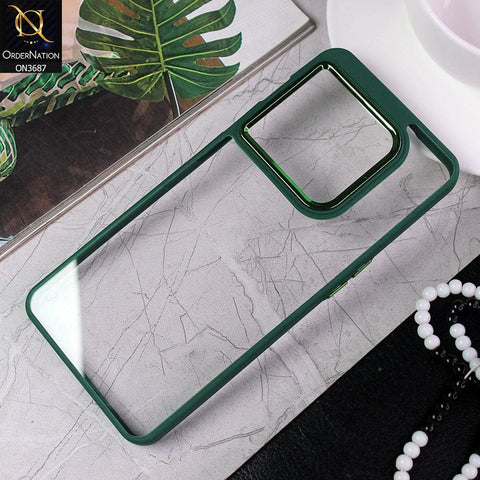 OnePlus 10 Pro Cover - Green - New Electroplating Camera Ring Colored Soft Silicon Borders Protective Clear Back Case
