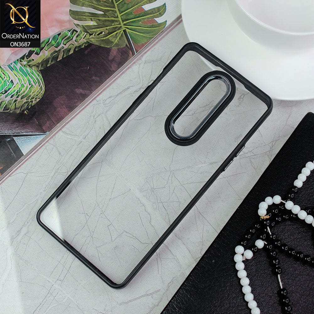 OnePlus 8 4G Cover - Black - New Electroplating Camera Ring Colored Soft Silicon Borders Protective Clear Back Case