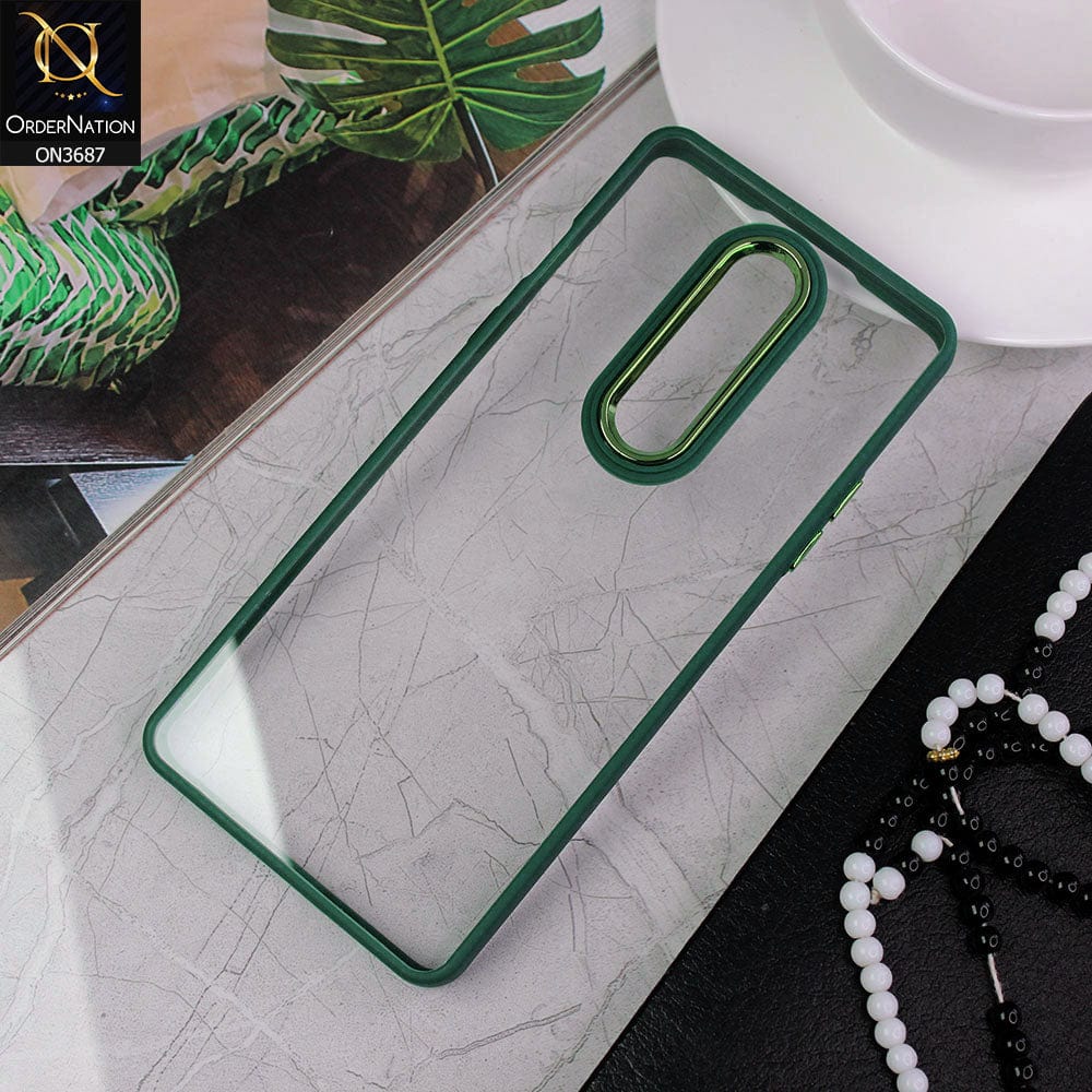 OnePlus 8 4G Cover - Green - New Electroplating Camera Ring Colored Soft Silicon Borders Protective Clear Back Case