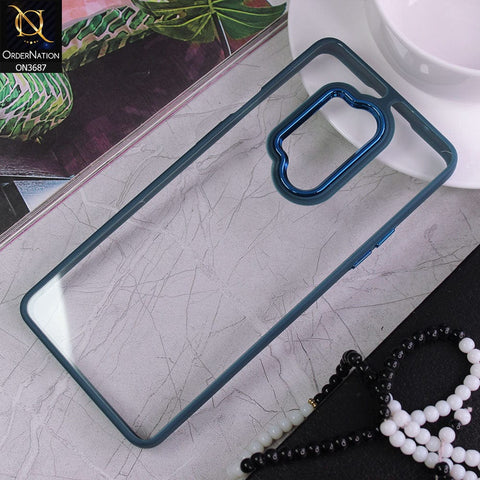OnePlus 8 Pro Cover - Blue - New Electroplating Camera Ring Colored Soft Silicon Borders Protective Clear Back Case
