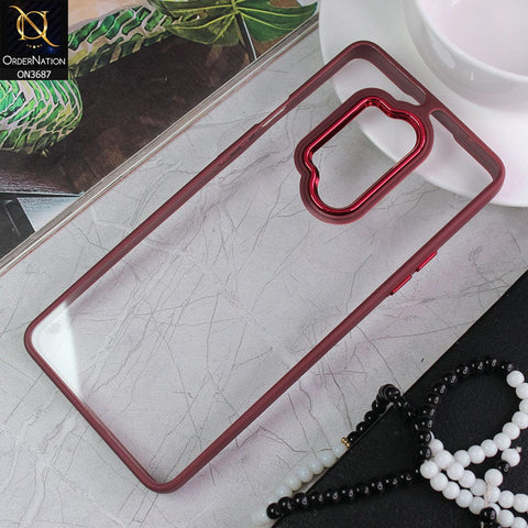OnePlus 8 Pro Cover - Maroon - New Electroplating Camera Ring Colored Soft Silicon Borders Protective Clear Back Case