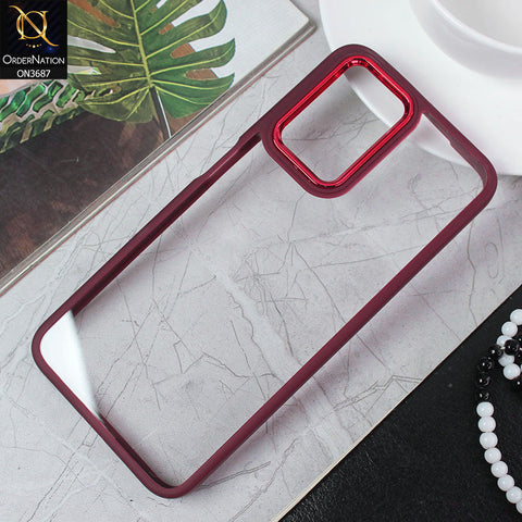 Xiaomi Redmi 10 Prime Cover - Maroon - New Electroplating Camera Ring Colored Soft Silicon Borders Protective Clear Back Case