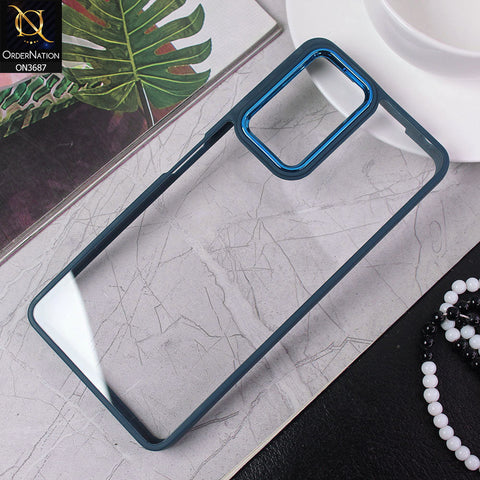 Xiaomi Redmi Note 10S Cover - Blue - New Electroplating Camera Ring Colored Soft Silicon Borders Protective Clear Back Case
