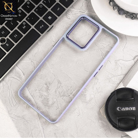 Oppo F21 Pro 4G Cover - Gray - New Electroplating Camera Ring Colored Soft Silicon Borders Protective Clear Back Case