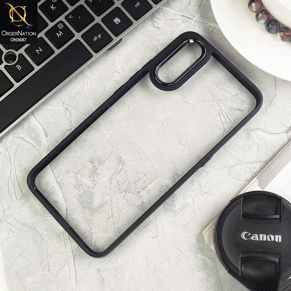 Vivo S1 Cover - Black - New Electroplating Camera Ring Colored Soft Silicon Borders Protective Clear Back Case