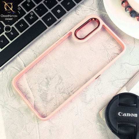 Vivo S1 Cover - Pink - New Electroplating Camera Ring Colored Soft Silicon Borders Protective Clear Back Case