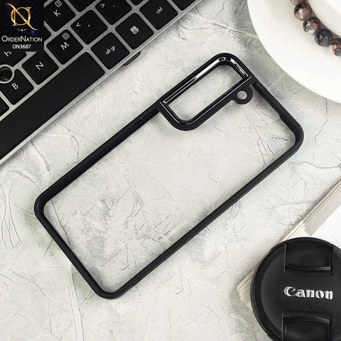 Samsung Galaxy S22 5G Cover - Black - New Electroplating Camera Ring Colored Soft Silicon Borders Protective Clear Back Case