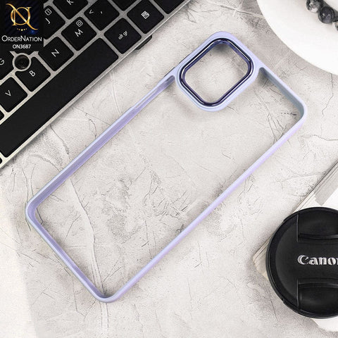 Samsung Galaxy A12 Cover - Gray - New Electroplating Camera Ring Colored Soft Silicon Borders Protective Clear Back Case