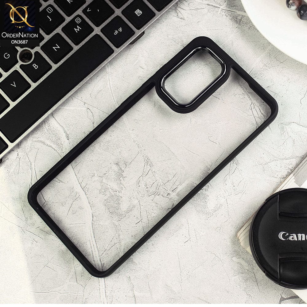Samsung Galaxy A13 Cover - Black - New Electroplating Camera Ring Colored Soft Silicon Borders Protective Clear Back Case