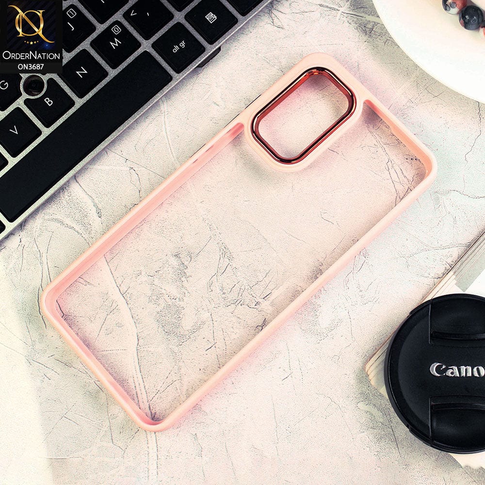 Samsung Galaxy A13 Cover - Pink - New Electroplating Camera Ring Colored Soft Silicon Borders Protective Clear Back Case