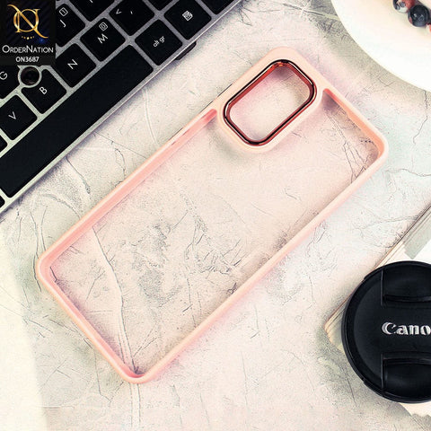 Samsung Galaxy A13 Cover - Pink - New Electroplating Camera Ring Colored Soft Silicon Borders Protective Clear Back Case