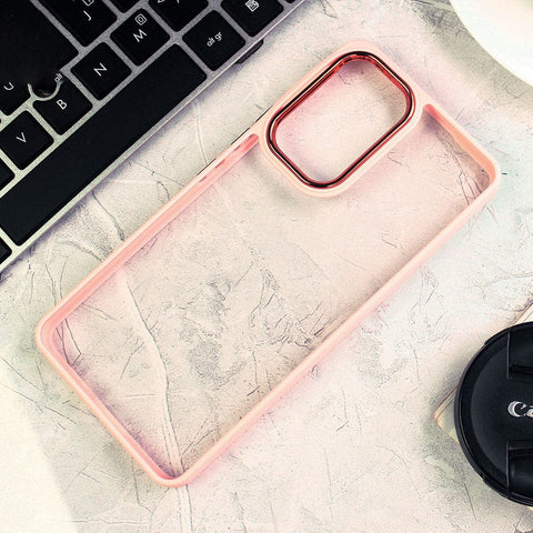 Samsung Galaxy S22 Ultra 5G Cover - Pink - New Electroplating Camera Ring Colored Soft Silicon Borders Protective Clear Back Case