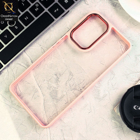 Samsung Galaxy A23 Cover - Pink - New Electroplating Camera Ring Colored Soft Silicon Borders Protective Clear Back Case