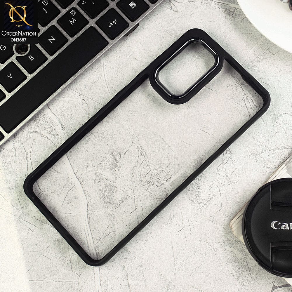 Samsung Galaxy A32 Cover - Black - New Electroplating Camera Ring Colored Soft Silicon Borders Protective Clear Back Case