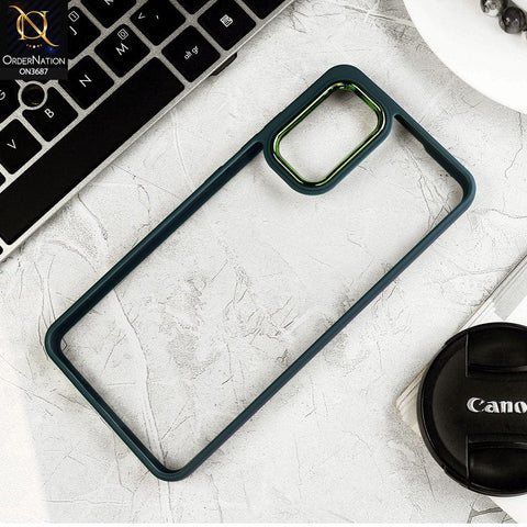 Samsung Galaxy A32 Cover - Green - New Electroplating Camera Ring Colored Soft Silicon Borders Protective Clear Back Case