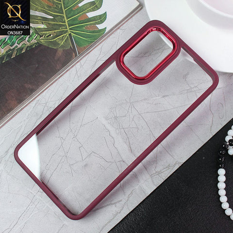 Samsung Galaxy A32 Cover - Maroon - New Electroplating Camera Ring Colored Soft Silicon Borders Protective Clear Back Case