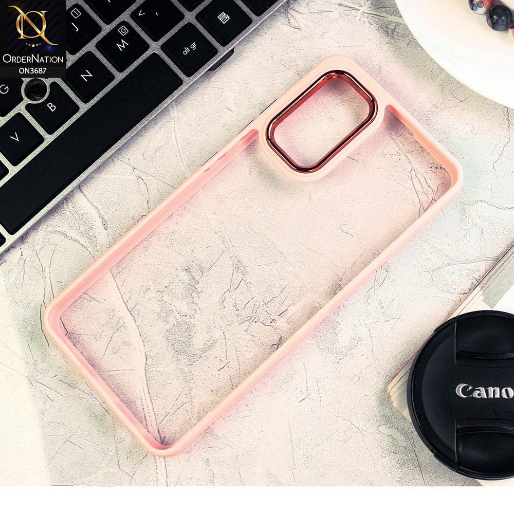 Samsung Galaxy A32 Cover - Pink - New Electroplating Camera Ring Colored Soft Silicon Borders Protective Clear Back Case