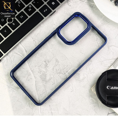 Samsung Galaxy A33 5G Cover - Blue - New Electroplating Camera Ring Colored Soft Silicon Borders Protective Clear Back Case