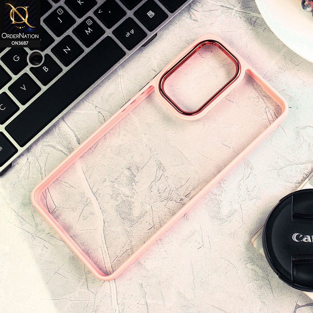Samsung Galaxy A33 5G Cover - Pink - New Electroplating Camera Ring Colored Soft Silicon Borders Protective Clear Back Case