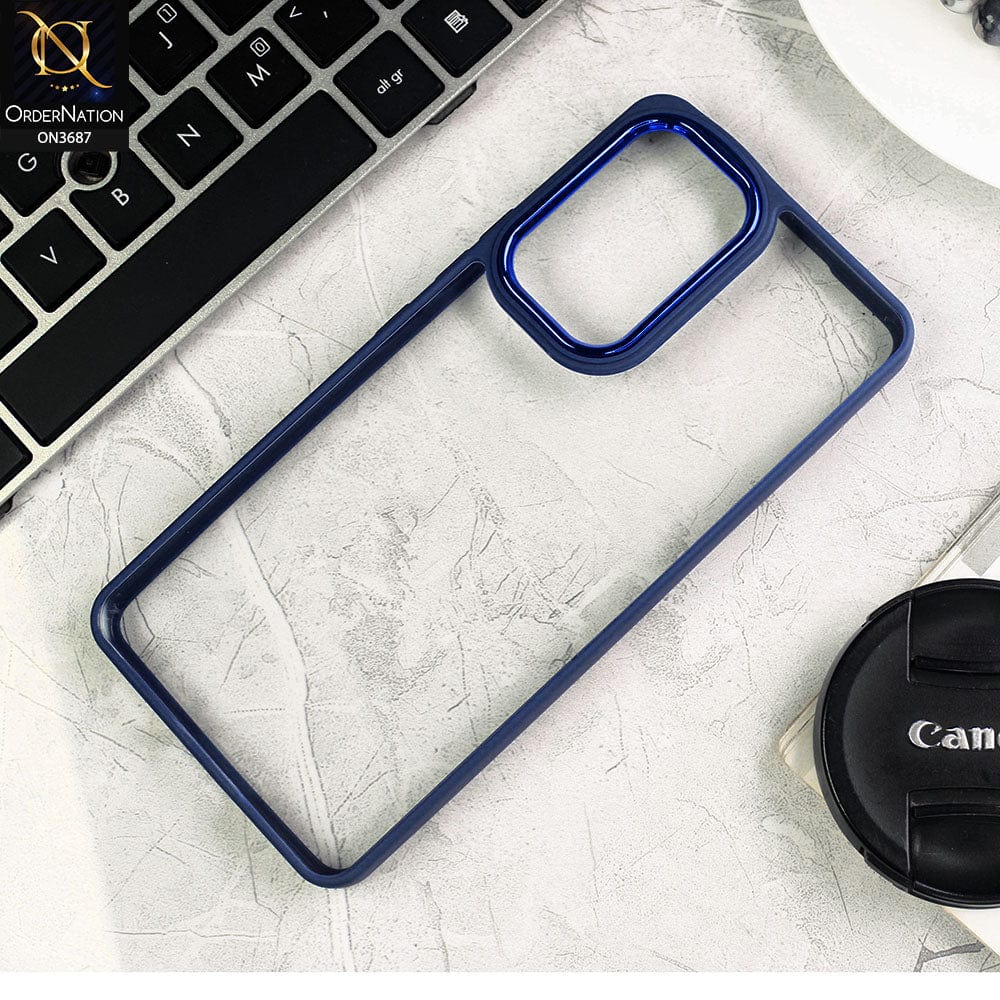Samsung Galaxy A52s 5G Cover - Blue - New Electroplating Camera Ring Colored Soft Silicon Borders Protective Clear Back Case