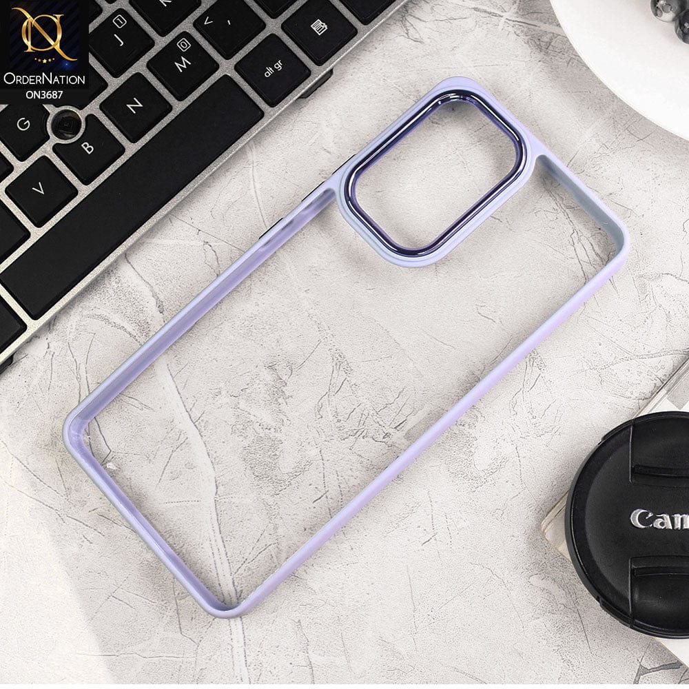 Samsung Galaxy A52 Cover - Gray - New Electroplating Camera Ring Colored Soft Silicon Borders Protective Clear Back Case