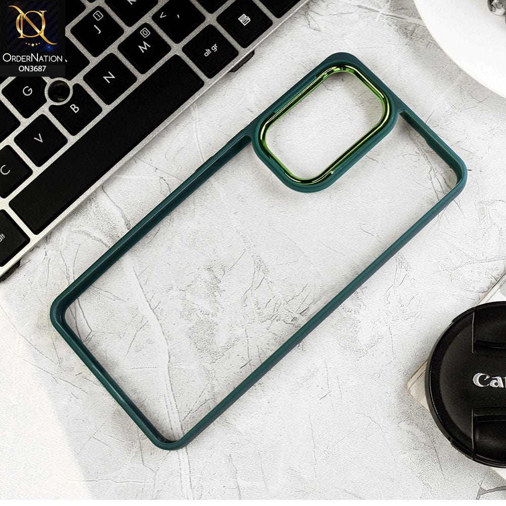 Samsung Galaxy A52 Cover - Green - New Electroplating Camera Ring Colored Soft Silicon Borders Protective Clear Back Case