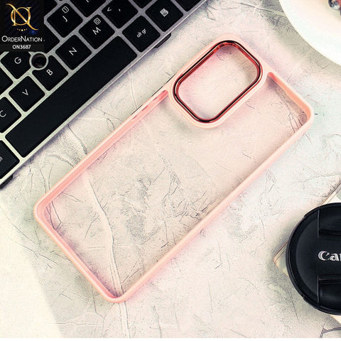 Samsung Galaxy A52 Cover - Pink - New Electroplating Camera Ring Colored Soft Silicon Borders Protective Clear Back Case