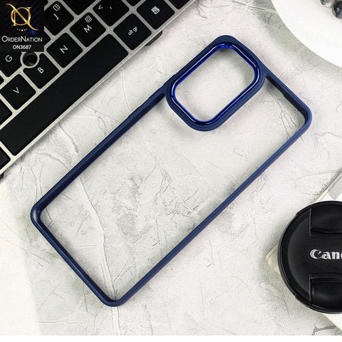 Samsung Galaxy A53 5G Cover - Blue - New Electroplating Camera Ring Colored Soft Silicon Borders Protective Clear Back Case
