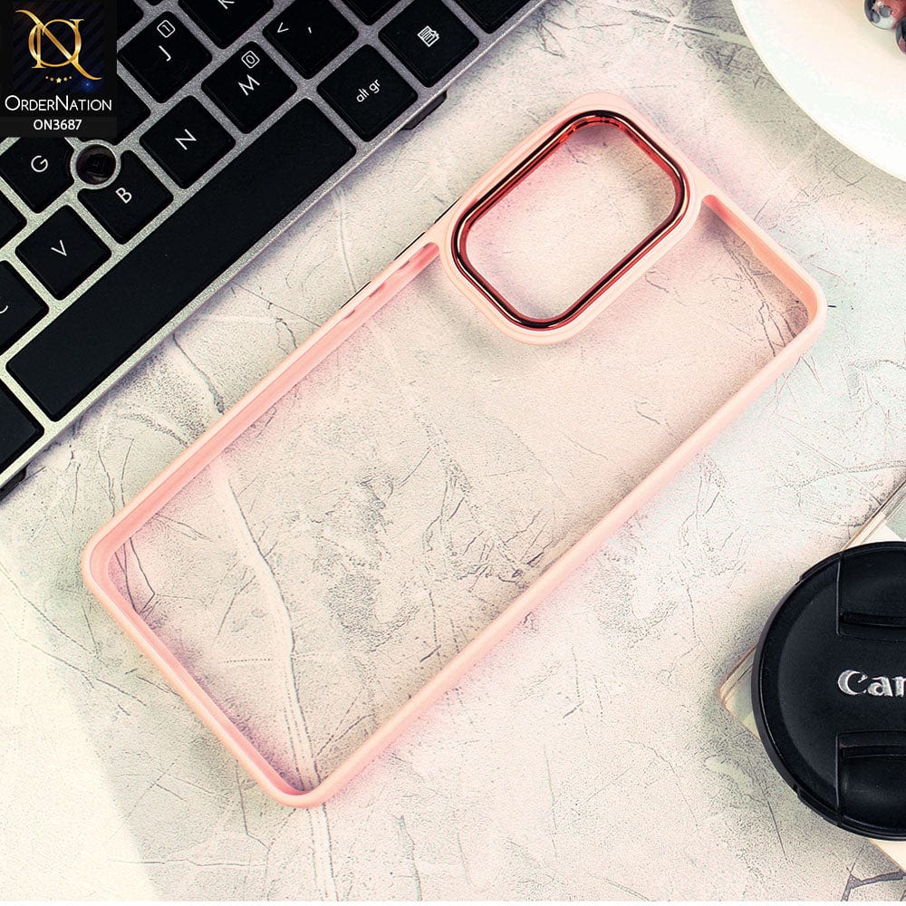 Samsung Galaxy A53 5G Cover - Pink - New Electroplating Camera Ring Colored Soft Silicon Borders Protective Clear Back Case