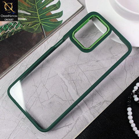 Samsung Galaxy A72 Cover - Green - New Electroplating Camera Ring Colored Soft Silicon Borders Protective Clear Back Case