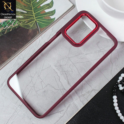 Samsung Galaxy A72 Cover - Maroon - New Electroplating Camera Ring Colored Soft Silicon Borders Protective Clear Back Case