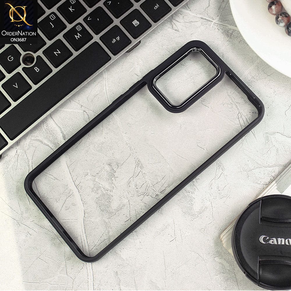 Vivo V21e Cover - Black - New Electroplating Camera Ring Colored Soft Silicon Borders Protective Clear Back Case