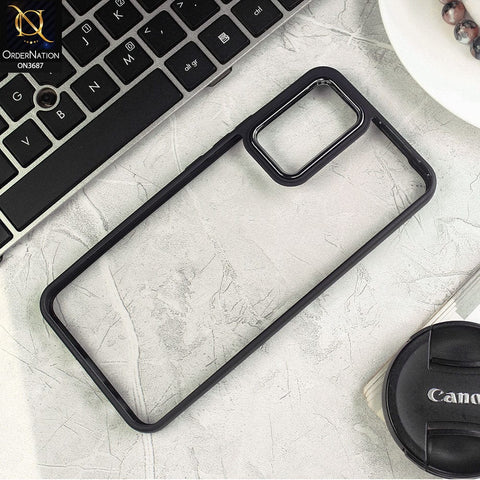 Vivo V21e Cover - Black - New Electroplating Camera Ring Colored Soft Silicon Borders Protective Clear Back Case