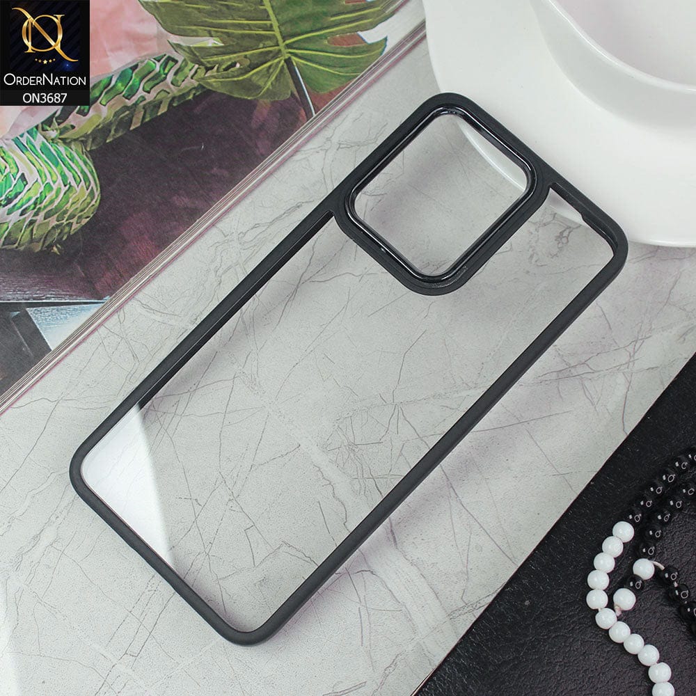 Vivo S12 Cover - Black - New Electroplating Camera Ring Colored Soft Silicon Borders Protective Clear Back Case