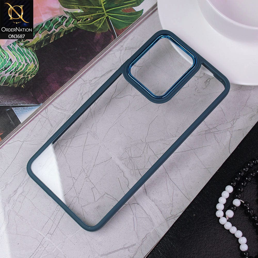 Vivo V23 5G Cover - Blue - New Electroplating Camera Ring Colored Soft Silicon Borders Protective Clear Back Case
