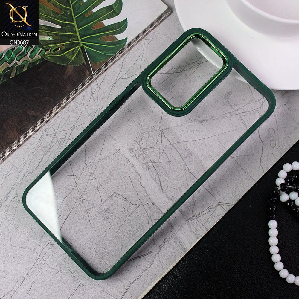 Vivo V23e 5G Cover - Green - New Electroplating Camera Ring Colored Soft Silicon Borders Protective Clear Back Case