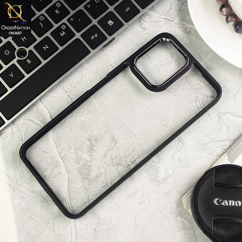 Vivo Y15a Cover - Black - New Electroplating Camera Ring Colored Soft Silicon Borders Protective Clear Back Case
