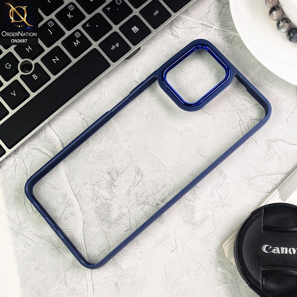 Vivo Y15c Cover - Blue - New Electroplating Camera Ring Colored Soft Silicon Borders Protective Clear Back Case