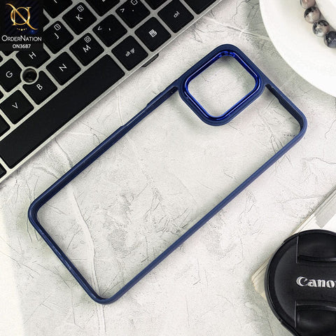 Vivo Y15a Cover - Blue - New Electroplating Camera Ring Colored Soft Silicon Borders Protective Clear Back Case