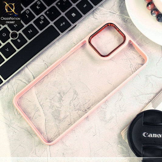 Vivo Y01 Cover - Pink - New Electroplating Camera Ring Colored Soft Silicon Borders Protective Clear Back Case