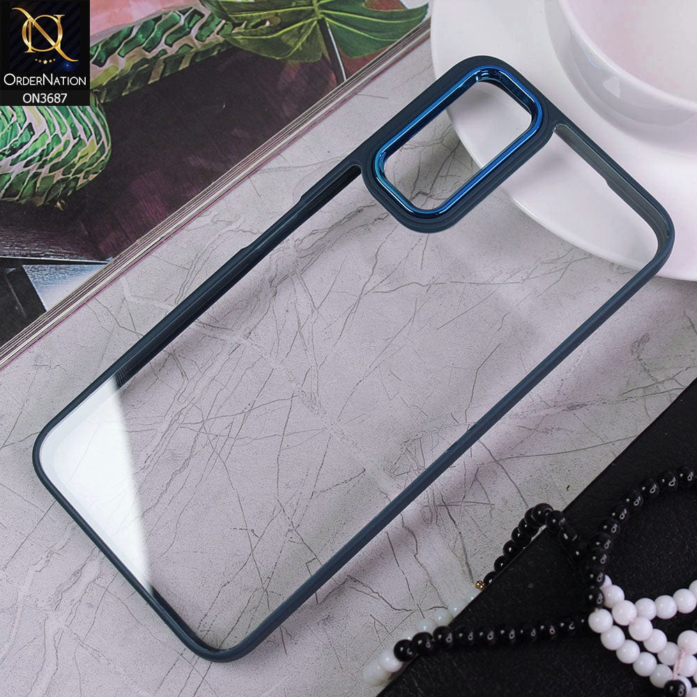 Vivo Y20s Cover - Blue - New Electroplating Camera Ring Colored Soft Silicon Borders Protective Clear Back Case