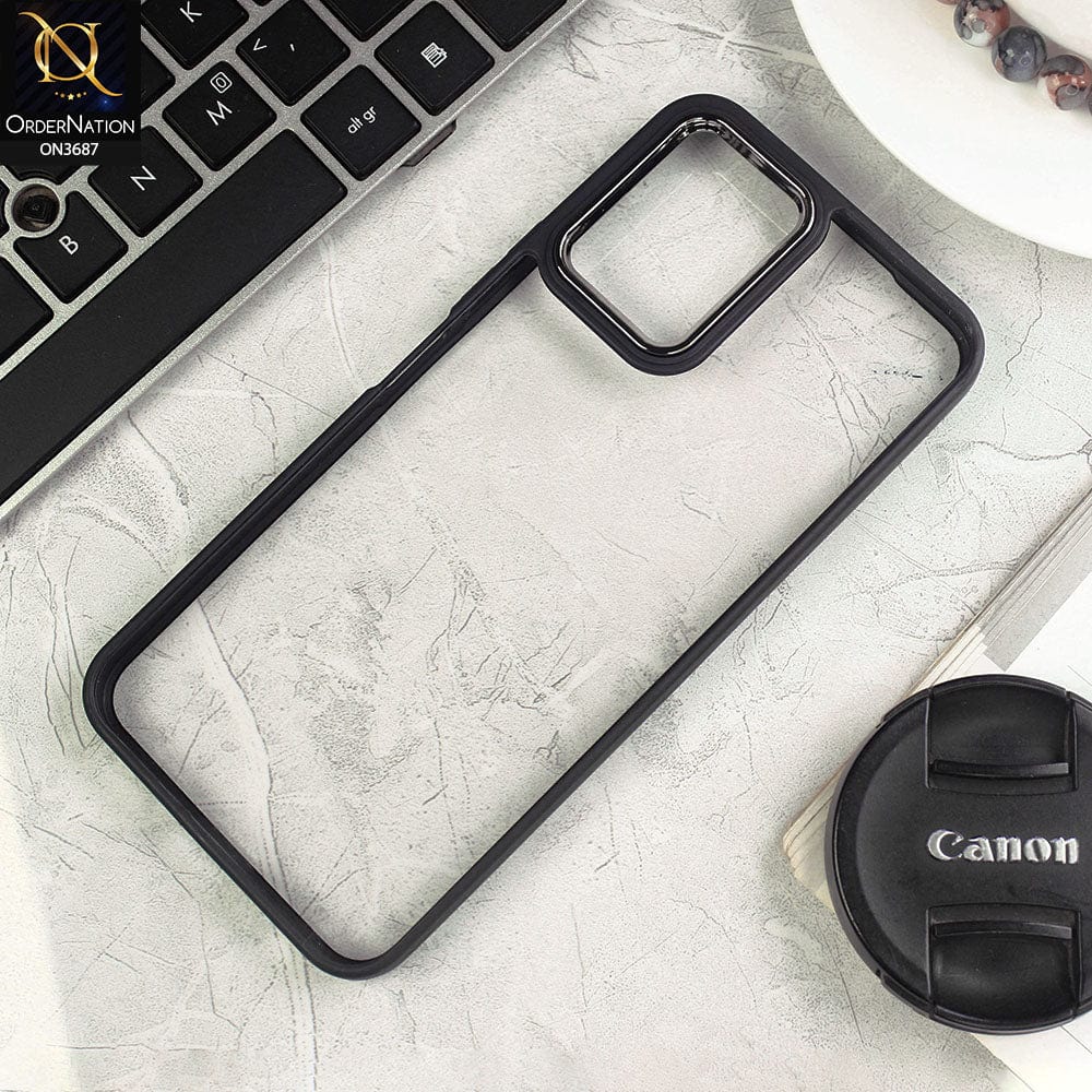 Vivo Y21e Cover - Black - New Electroplating Camera Ring Colored Soft Silicon Borders Protective Clear Back Case