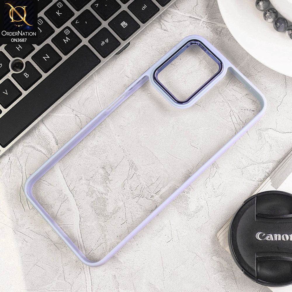 Vivo Y33s Cover - Gray - New Electroplating Camera Ring Colored Soft Silicon Borders Protective Clear Back Case