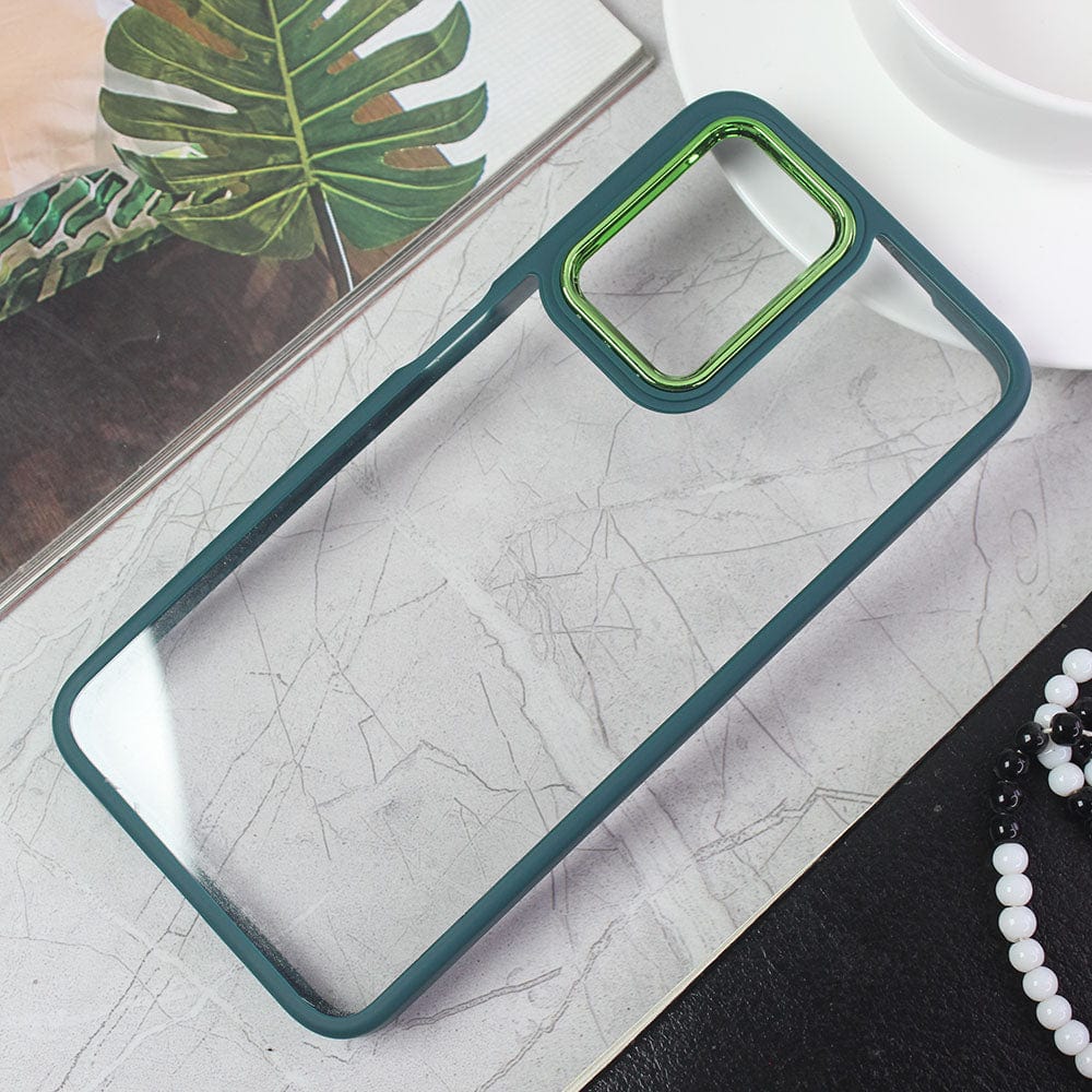 Vivo Y33s Cover - Green - New Electroplating Camera Ring Colored Soft Silicon Borders Protective Clear Back Case