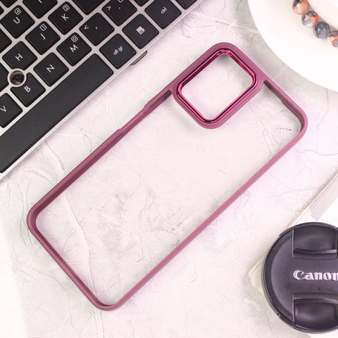 Vivo Y21t Cover - Maroon - New Electroplating Camera Ring Colored Soft Silicon Borders Protective Clear Back Case